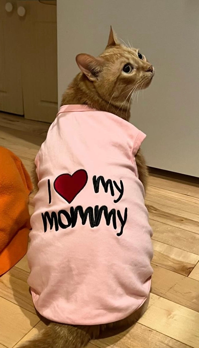 Parisian Pet 'I Love Mommy' Dog & Cat Shirt - Cute Pet T-Shirt, Pink-Valentine's Day