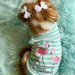 Parisian Pet 'Flamingos'  Dog Shirt – Lightweight & Breathable Summer Outfit for Small Dogs & Cats, Light Blue and White Stripes