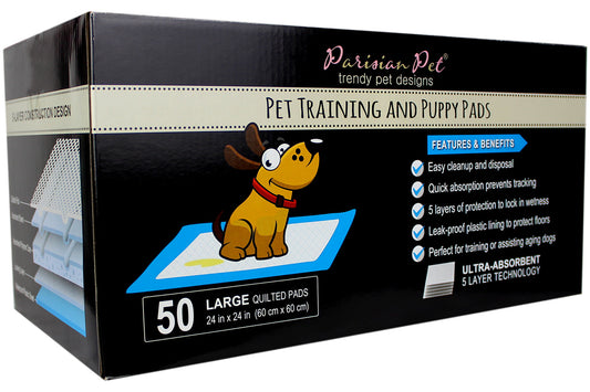 Parisian Pet 'Premium Training Pads' for Puppies & Dogs – Leakproof & Absorbent Pads, 50 Pads