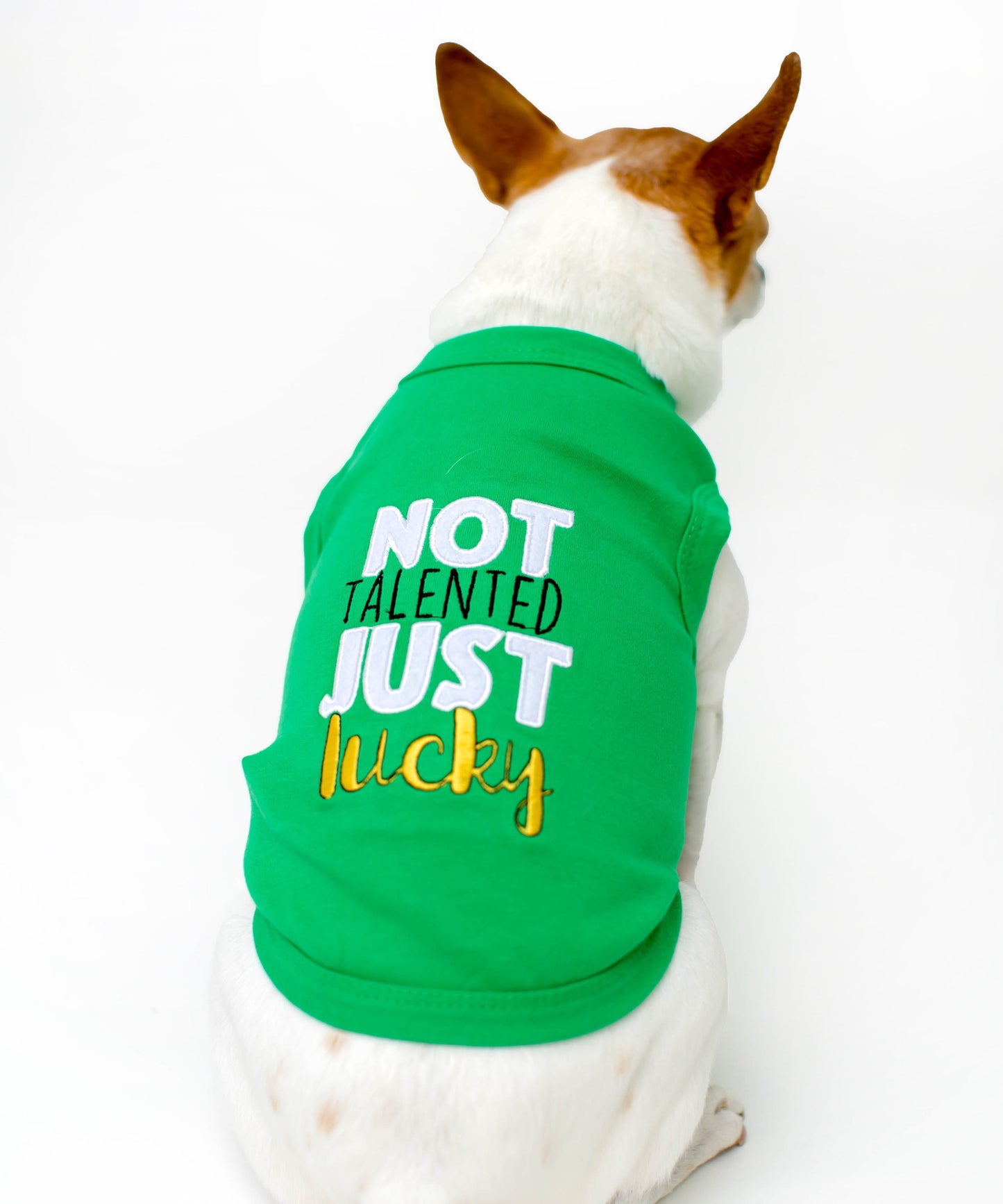 Parisian Pet 'Not Talented Just Lucky' Witty Dog Shirt – Trendy Slogan Pet Apparel for Dogs & Cats-Saint Patrick's Day