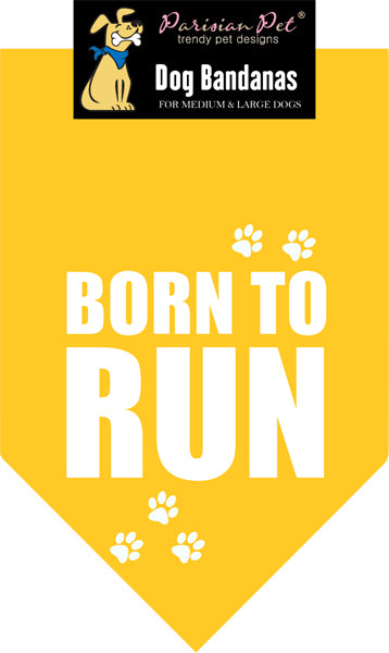 Parisian Pet 'Born to Run' Bandana - Fashionable, Soft, Comfortable Yellow Bandana for Dogs & Cats