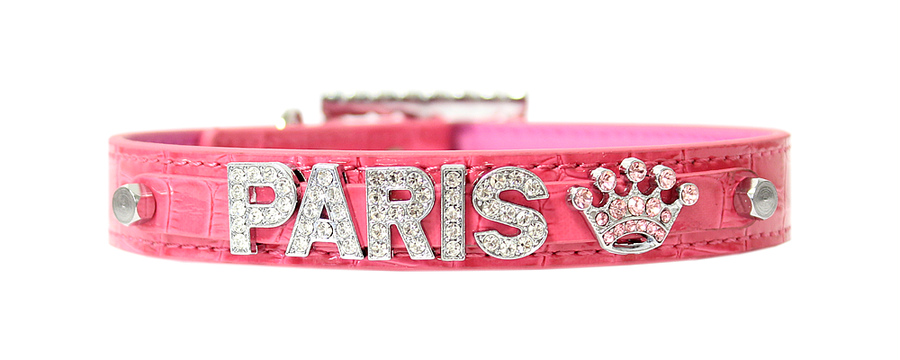 Parisian Pet 'Croc' Collar for Dogs – Personalized Faux Crocodile Leather Design, Various Colors