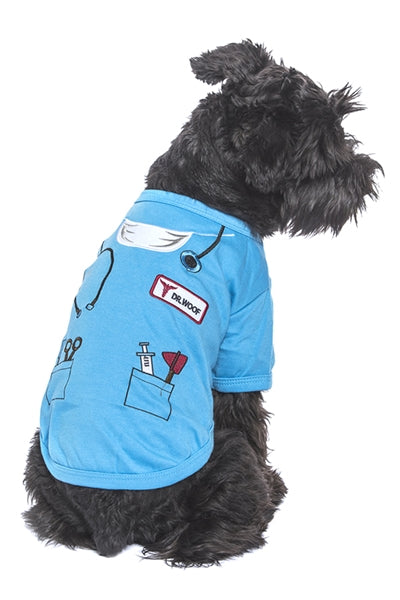 Parisian Pet 'Dr. Woof' Halloween Costume for Dogs & Cats – Fun Pet Costume, Dog Doctor Outfit for Halloween, Light Blue