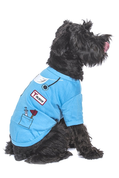 Parisian Pet 'Dr. Woof' Halloween Costume for Dogs & Cats – Fun Pet Costume, Dog Doctor Outfit for Halloween, Light Blue