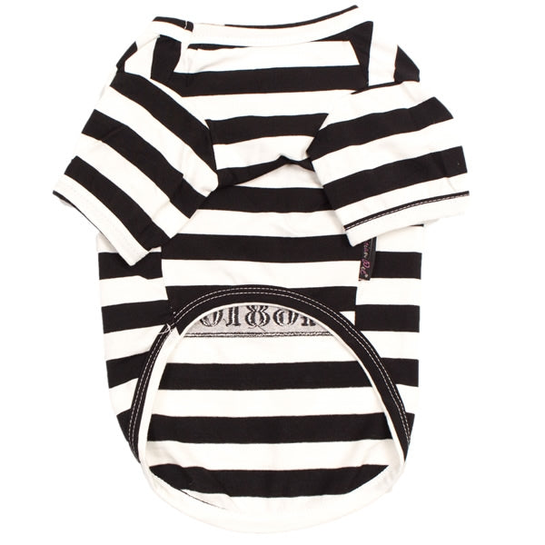 Parisian Pet 'Furry Inmate' Black and White Stripes Halloween Costume - Funny Prison Design for Cats & Dogs