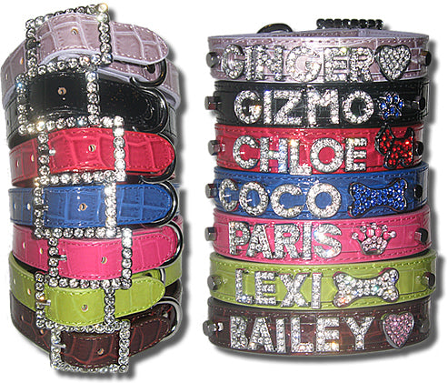 Parisian Pet 'Croc' Collar for Dogs – Personalized Faux Crocodile Leather Design, Various Colors