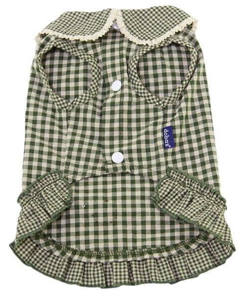 Dobaz 'Gingham Dress' for Dogs & Cats, Cute and Fashionable Dog Dress for Spring and Summer, Comfortable Pet Apparel, Green