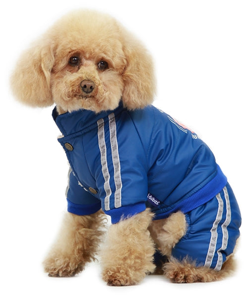 Dobaz 'Bomber Dog Jumpsuit' for Dogs & Cats - Warm and Stylish Cold Weather Pet Apparel, Trendy Winter Outfit for Small Breeds, Cozy Blue Bomber Design