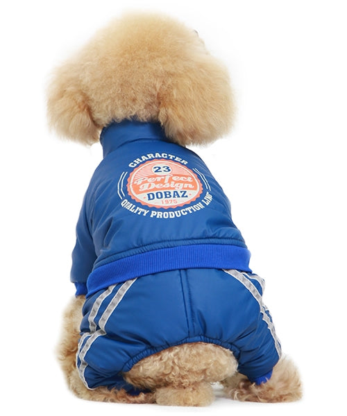 Dobaz 'Bomber Dog Jumpsuit' for Dogs & Cats - Warm and Stylish Cold Weather Pet Apparel, Trendy Winter Outfit for Small Breeds, Cozy Blue Bomber Design