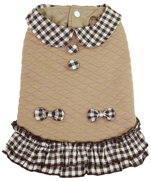 Checkered Dog Dress Khaki