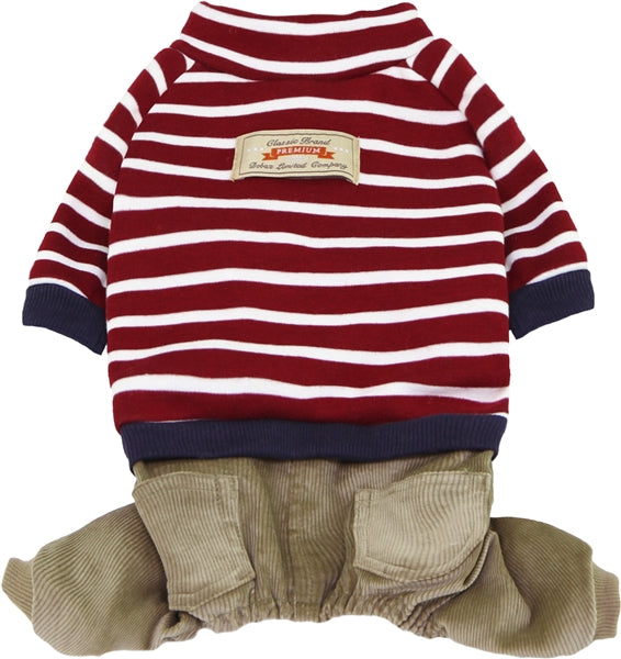 Corduroy Dog Pants Striped Red