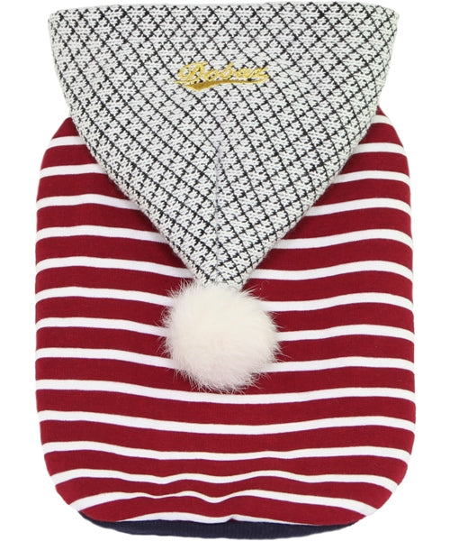 Striped Pompom Dog Hoodie