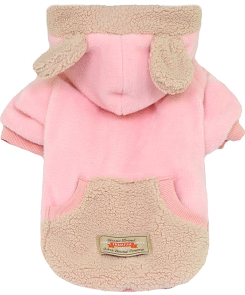 Velour Bear Dog Sweater Pink