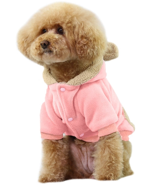 Dobaz 'Bear Design Dog Sweater' for Dogs & Cats - Trendy and Warm Winter Pet Apparel, Soft Velour Sweater for Small Breeds, Pink