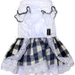 Dobaz 'Country Style Dress' for Dogs & Cats - Elegant Gingham Design Pet Clothing, Comfortable and Charming Outfit for Small Pets, Navy and White Checkered