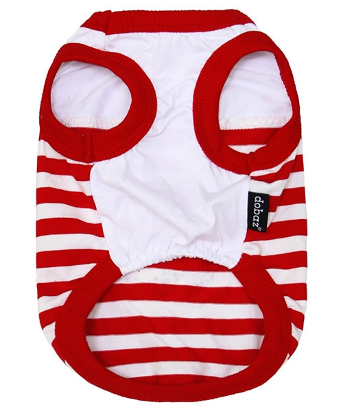 Dobaz 'Anchor Dog Tank Top' for Dogs & Cats - Fashionable and Lightweight Summer Apparel, Perfect Nautical Pet Clothing for Small Breeds, Red & White Stripes