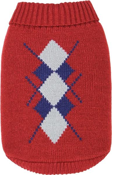 Argyle Dog Sweater Red Navy