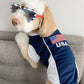 Parisian Pet 'Team USA' Dog & Cat Shirt – Embroidered USA Jersey, Perfect for Sports and Vacations – Red, White, and Blue