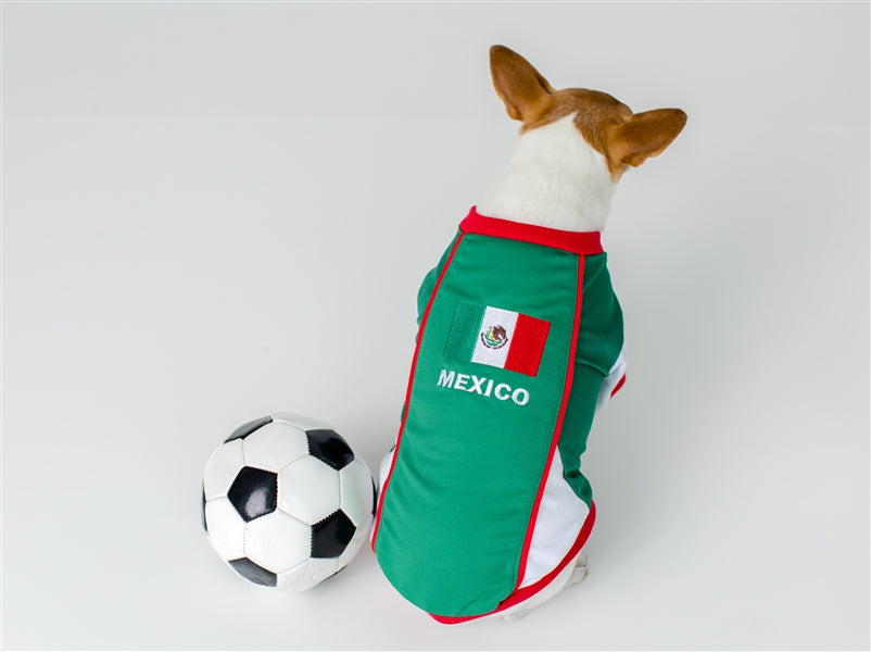 Parisian Pet 'Team Mexico' Dog & Cat T-Shirt – Patriotic Dog Shirt, Perfect for Soccer Fans – Red, White, Green