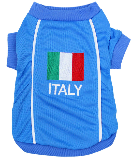 Parisian Pet 'Team Italy' Jersey for Dogs & Cats – Soccer Fan Apparel for Pets, Italy National Team Colors, Blue and White