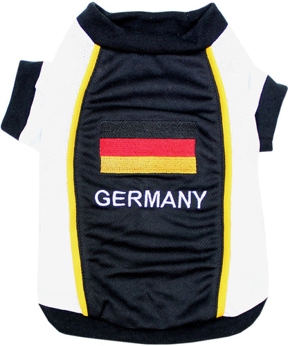 Parisian Pet 'Team Germany' - Jersey, Dog Sports Jersey for Soccer Fans, Germany Flag Dog Shirt for Dogs & Cats, Black