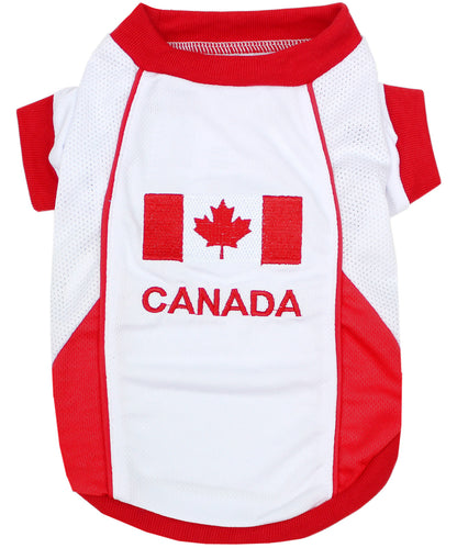 Parisian Pet 'Team Canada' Jersey for Dogs & Cats – Canada Flag-Inspired Pet Outfit, Soccer Fan Apparel for Dogs & Cats, Red and White Design