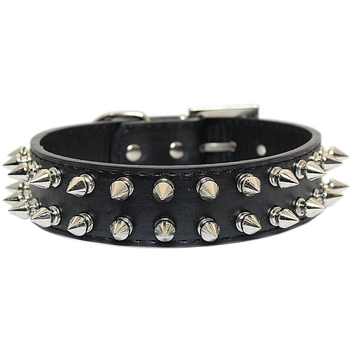 Spiked Dog Collar Black 2 Row