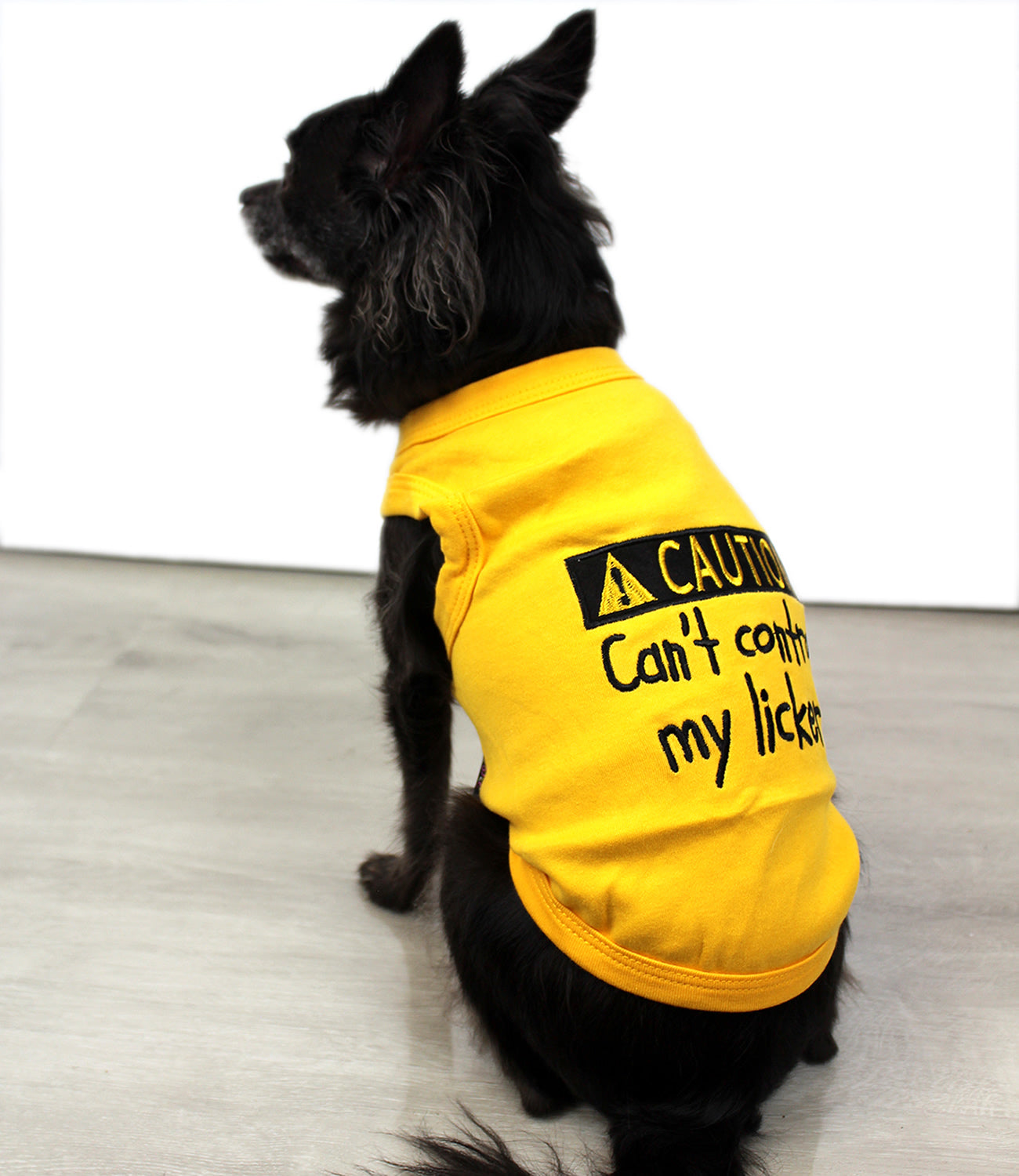 Parisian Pet 'Licker' Novelty Dog Apparel – Fun Embroidered Pet Wear for Dogs & Cats, Yellow