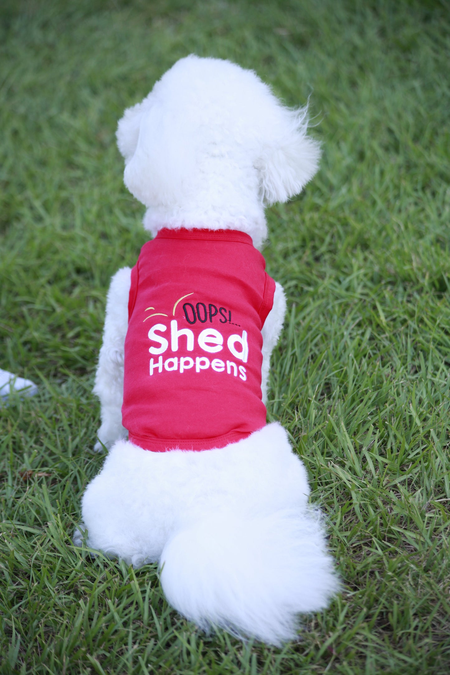 Parisian Pet 'Shed Happens' Funny Dog Shirt – Soft Cotton Slogan Pet Apparel for Dogs & Cats, Red