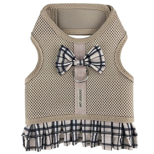 Khaki Plaid Dog Harness Dress