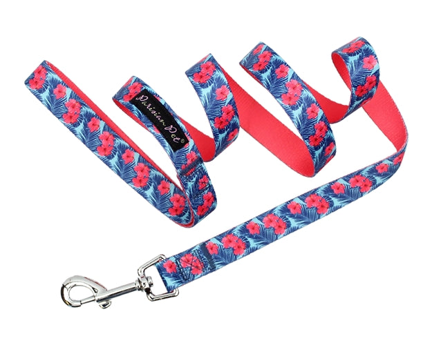 Parisian Pet 'Hibiscus' Collar for Dogs & Cats – Tropical Floral Collar for Dogs with Adjustable Fit and Pink Color