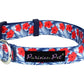 Parisian Pet 'Hibiscus' Collar for Dogs & Cats – Vibrant Blue Dog Collar with Adjustable Fit and Tropical Floral Pattern