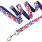 Parisian Pet 'Hibiscus' Collar for Dogs & Cats – Vibrant Blue Dog Collar with Adjustable Fit and Tropical Floral Pattern