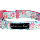 Parisian Pet 'Spring Blossoms' Collar for Dogs & Cats, Comfortable Dog Collar, High-Quality Floral Pet Collar, Light Blue and Pink-Valentine's Day