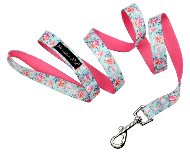 Parisian Pet 'Spring Blossoms' Collar for Dogs & Cats, Comfortable Dog Collar, High-Quality Floral Pet Collar, Light Blue and Pink-Valentine's Day