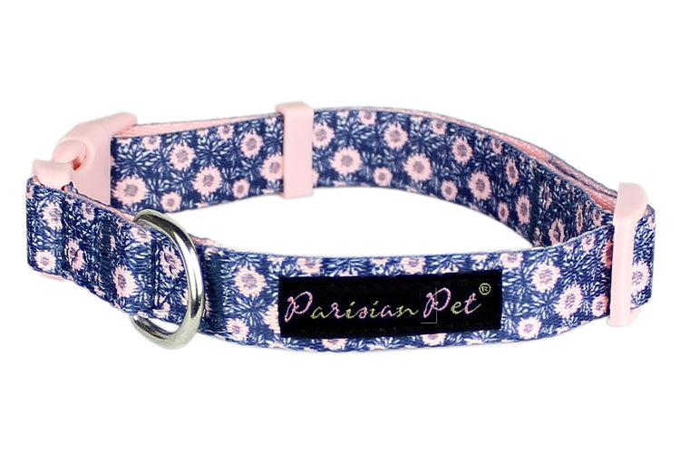 Parisian Pet 'Midnight Blossoms' Collar for Dogs & Cats, Comfortable Pet Collar, High-Quality Floral Dog Collar,Valentine's Day