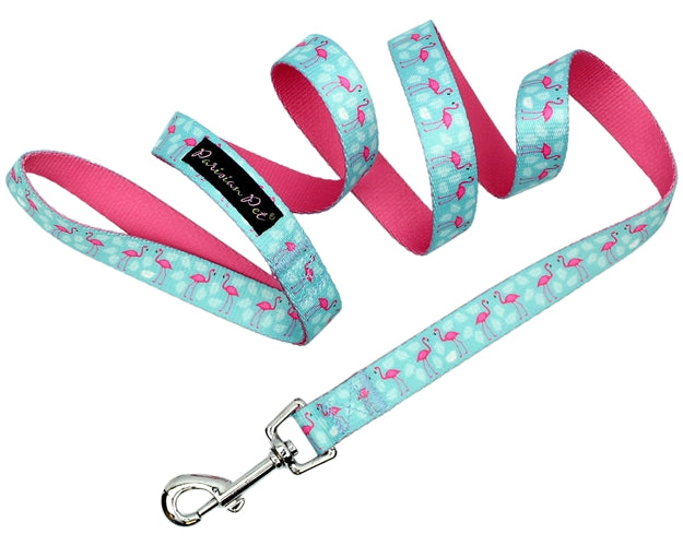 Parisian Pet 'Flamingos' Collar for Dogs & Cats, Comfortable Dog Collar, Luxury Pet Collar, Durable Pet Collar, Light Blue & Pink-Valentine's Day