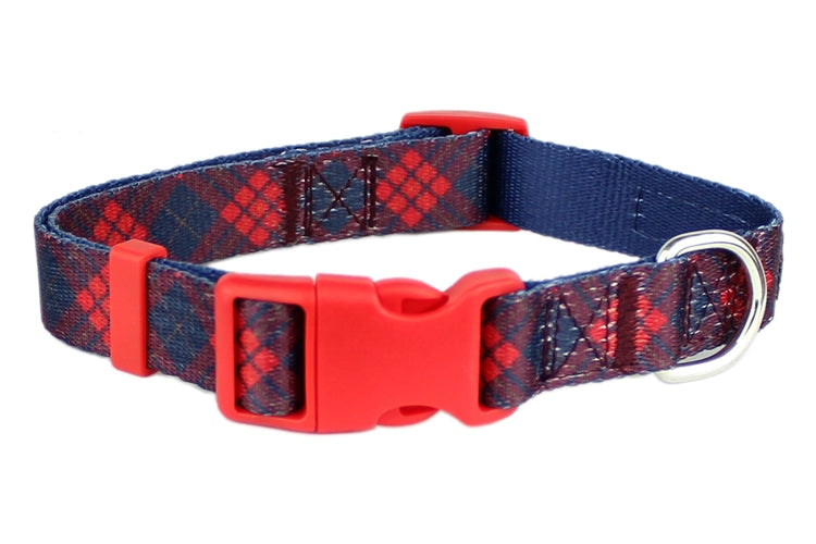 Scottish Plaid Dog Collar Red Blue