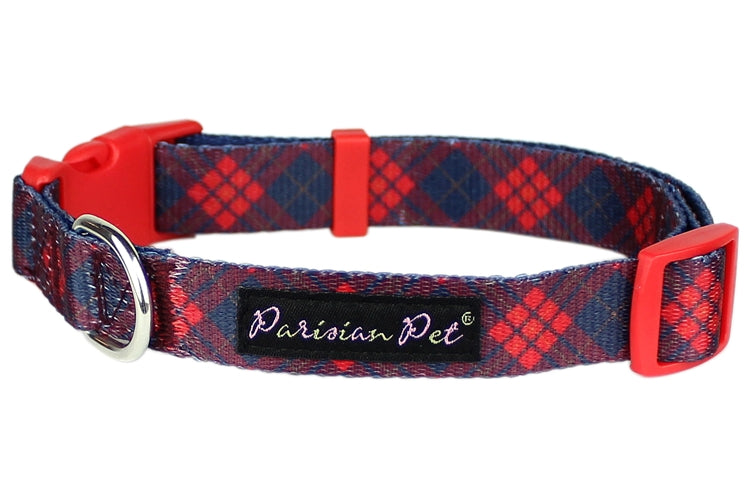 Scottish Plaid Collar, Red/Blue