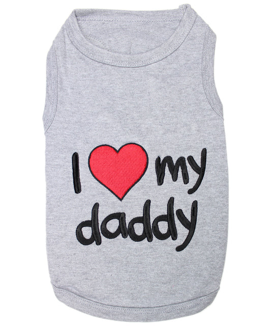 Parisian Pet 'I Love Daddy®' Lightweight Pet T-Shirt – Stylish Dog Clothing for Small Dogs & Cats, Gray