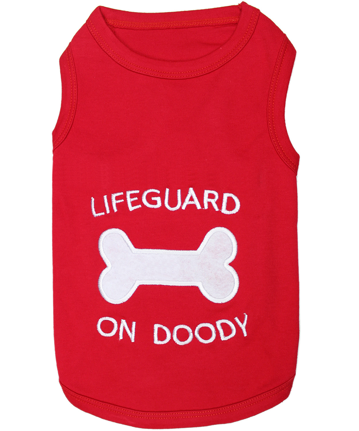 Parisian Pet 'Lifeguard on Doody' Dog & Cat T-Shirt – Funny Cotton Shirt, Stylish & Comfortable Pet Apparel – Red