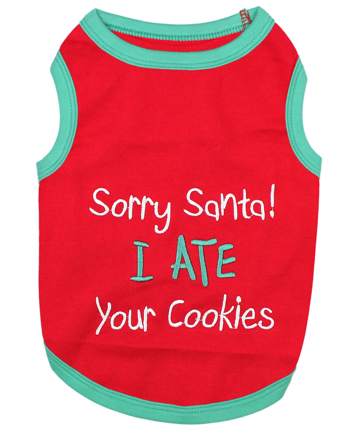 Parisian Pet 'Sorry Santa, I Ate Your Cookies' Christmas Shirt for Pets - Festive Dog & Cat Outfit, Red