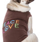 Parisian Pet 'Peace Love' Positive Pet T-Shirt – Stylish Cotton Outfit for Dogs & Cats, Brown-Valentine's Day