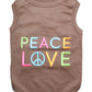 Parisian Pet 'Peace Love' Positive Pet T-Shirt – Stylish Cotton Outfit for Dogs & Cats, Brown-Valentine's Day