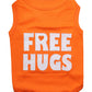 Parisian Pet 'Free Hugs' Embroidered Dog T-Shirt – Trendy Casual Outfit for Small Dogs & Cats, Orange - Valentine's Day