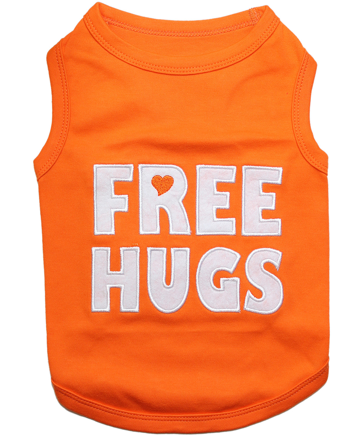 Parisian Pet 'Free Hugs' Embroidered Dog T-Shirt – Trendy Casual Outfit for Small Dogs & Cats, Orange - Valentine's Day