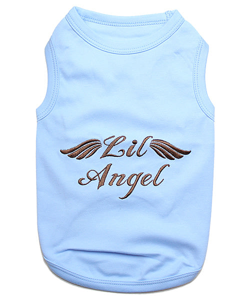 Parisian Pet 'Lil Angel' Dog & Cat T-Shirt – Comfortable & Lightweight Embroidered Novelty Pet Shirt – Light Blue