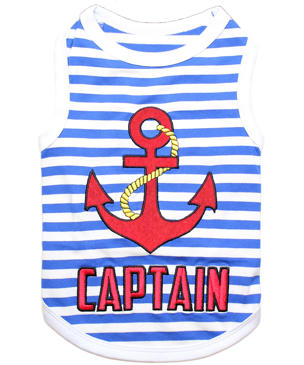 Parisian Pet 'Captain' Fun Sailor Dog Outfit – Soft and Breathable Nautical Pet Wear for Small Dogs & Cats, Blue & White Stripes