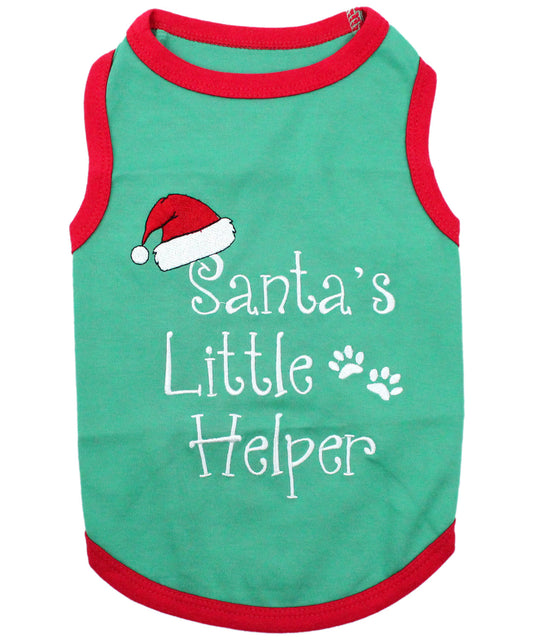 Parisian Pet 'Santa's Little Helper' Dog & Cat Shirt - Christmas Pet Apparel, Green