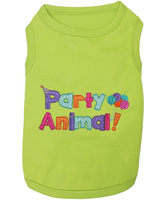 Parisian Pet 'Party Animal' Dog & Cat Shirt – Stylish Cotton T-Shirt, Embroidered Design, Machine Washable Pet Clothing – Light Green